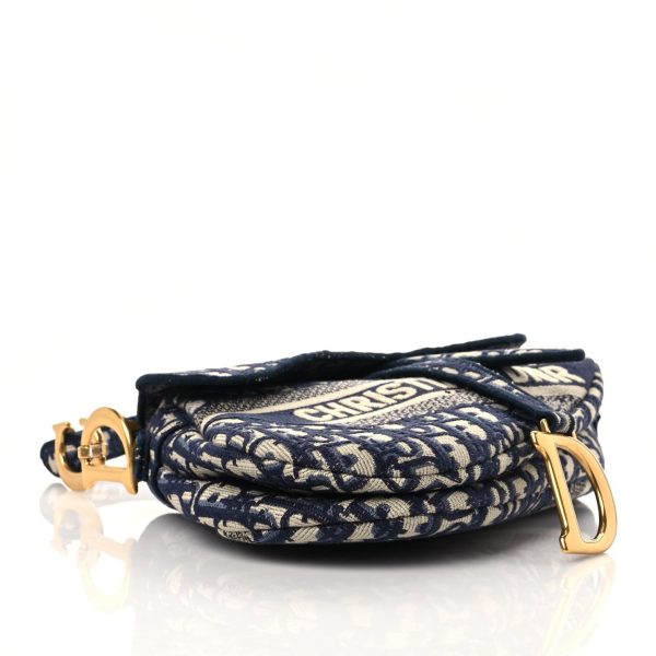 CHRISTIAN DIOR Oblique Embroidered Saddle Bag Blue - Image 3