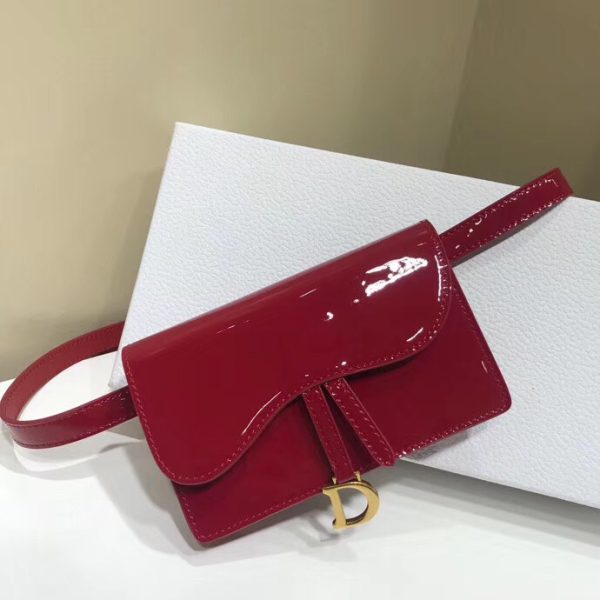 Dior Saddle Belt Bag In Red Patent Leather - Image 2