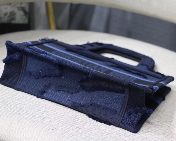 Dior Mini Book Tote Bag In Blue Camouflage Canvas - Image 5