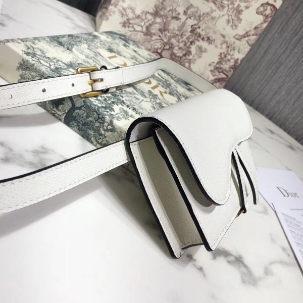 Dior White Calfskin Saddle Belt Bag - Image 4