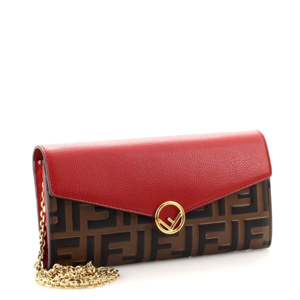 Fendi Continental with Chain in Red Leather - Image 3