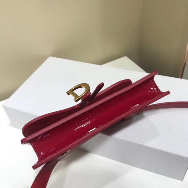 Dior Saddle Belt Bag In Red Patent Leather - Image 3