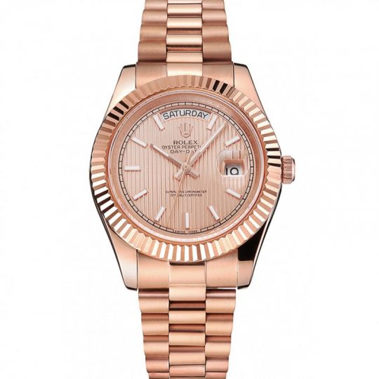 Rolex Replica Day-Date 40 Rose Gold Etched Dial Rose Gold Case