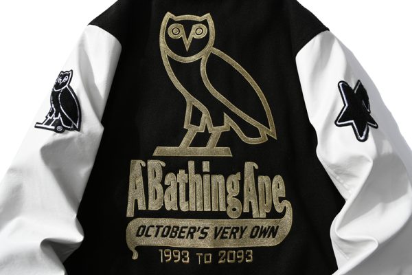 # Shoes BAPE x OVO Varsity Jacket Black - Image 8